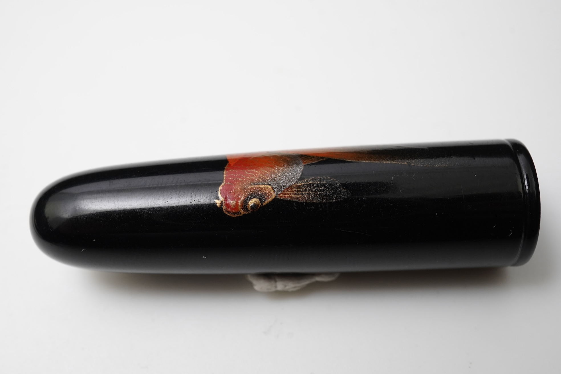 Rare Dunhill Namiki Lacquer concealed cigarette holder with goldfish design and artist's signature, made in Japan circa 1930s